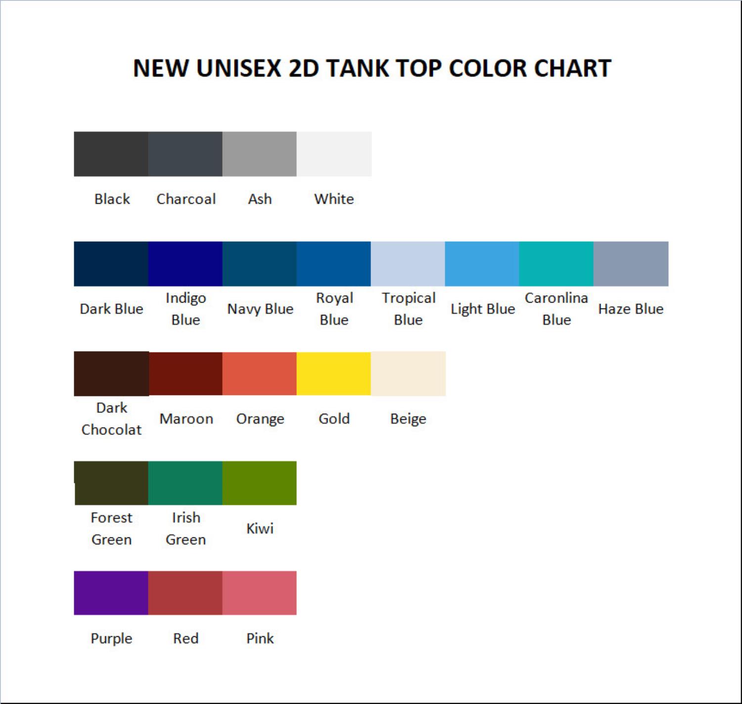 tank top color chart - Yuri On Ice Store